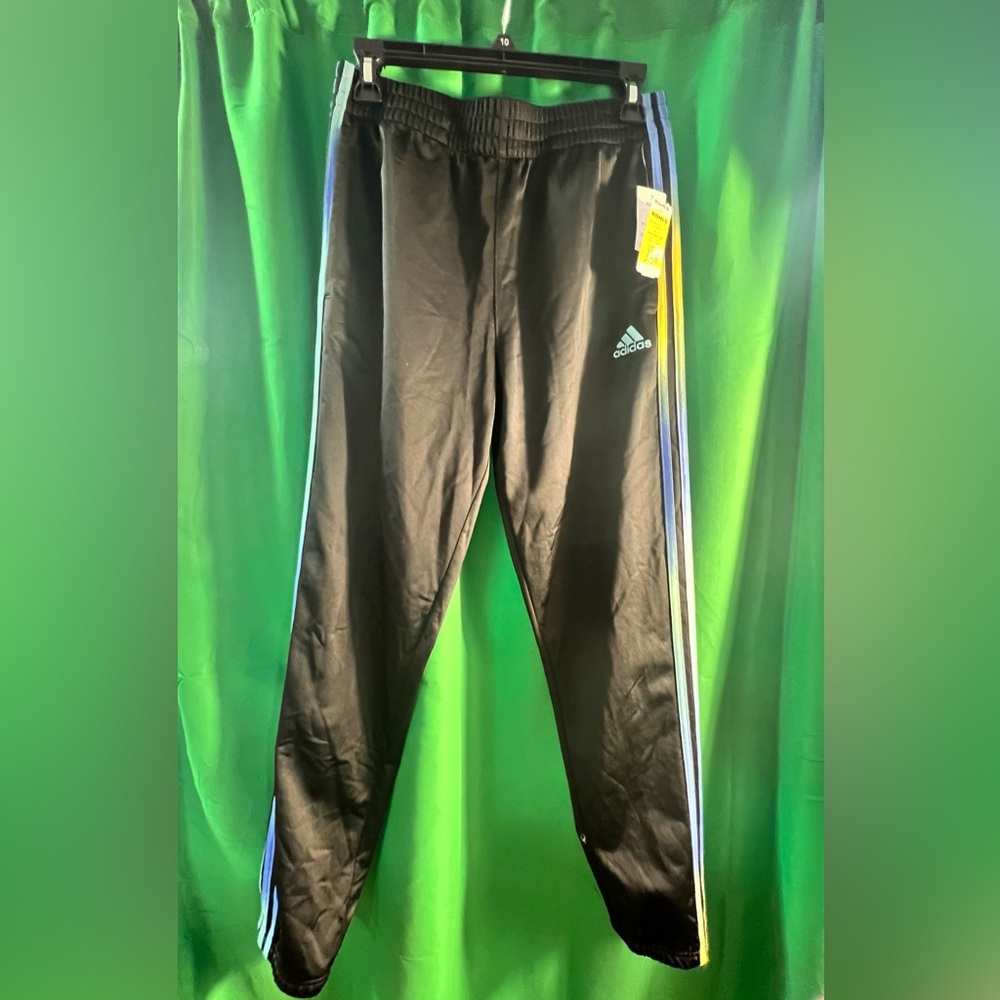 Black Track Pants with Multicolor Stripes